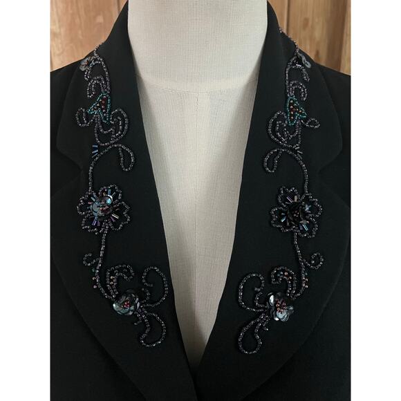 Carole Little Womens Vintage 90s Y2K Beaded Sequin Dark Romantic Jacket Blazer - Picture 2 of 16